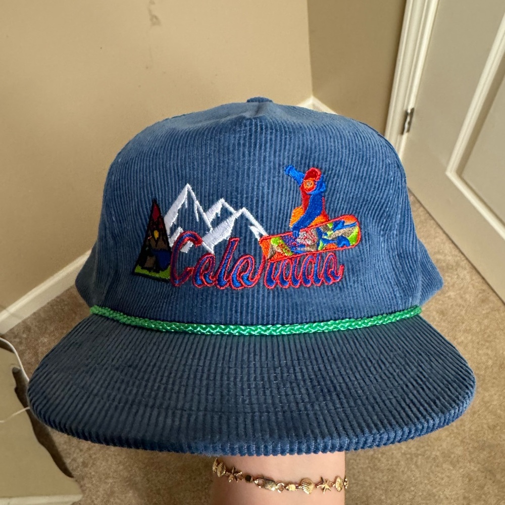 Blue Corduroy Colorado Cap with Embroidery